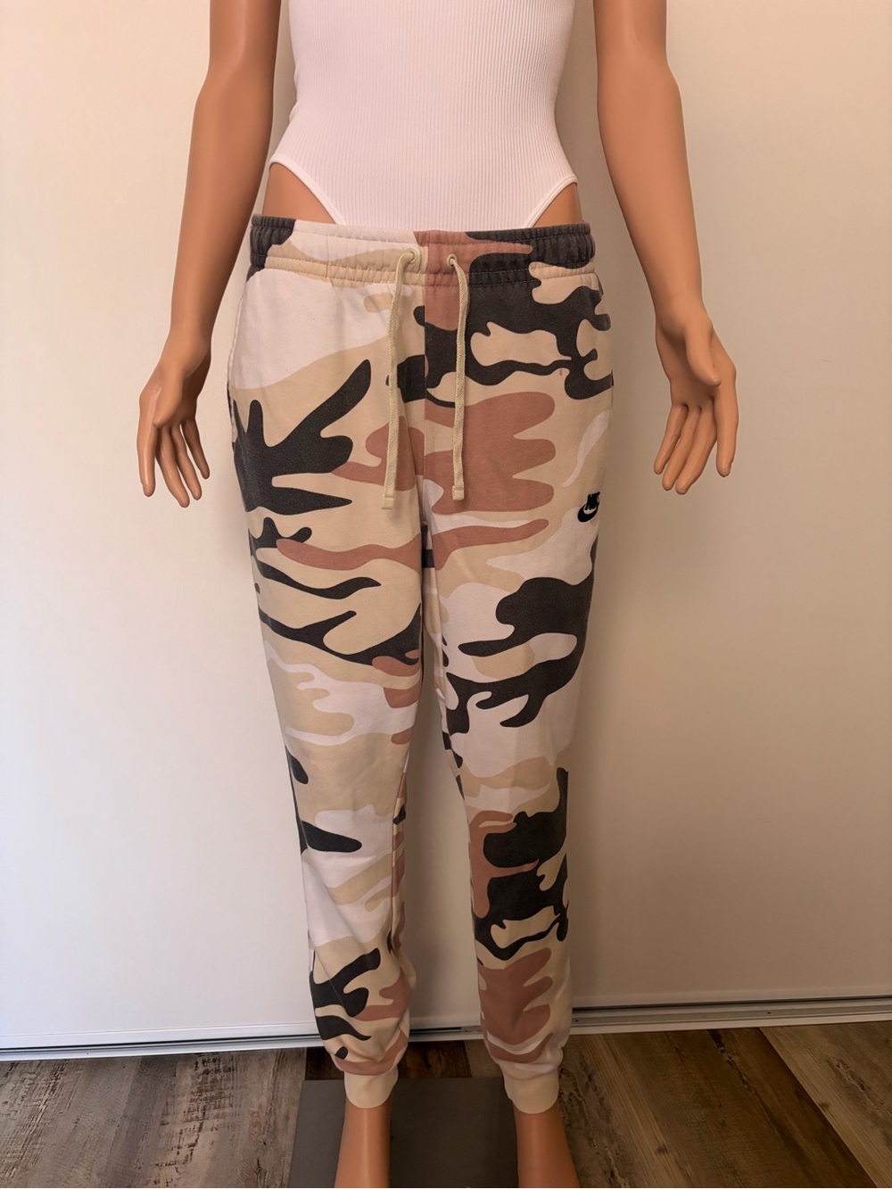 Nike Women's Neutral Camo Jogger Pants - Beige, Black, Tan
